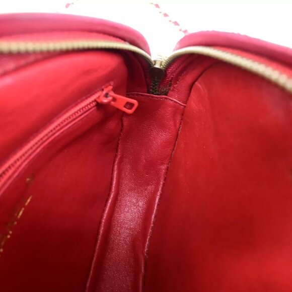 CHANEL CC Mini Tassel Oval Chain Shoulder Bag Leather Red GHW Vintage - Picture 11 of 16